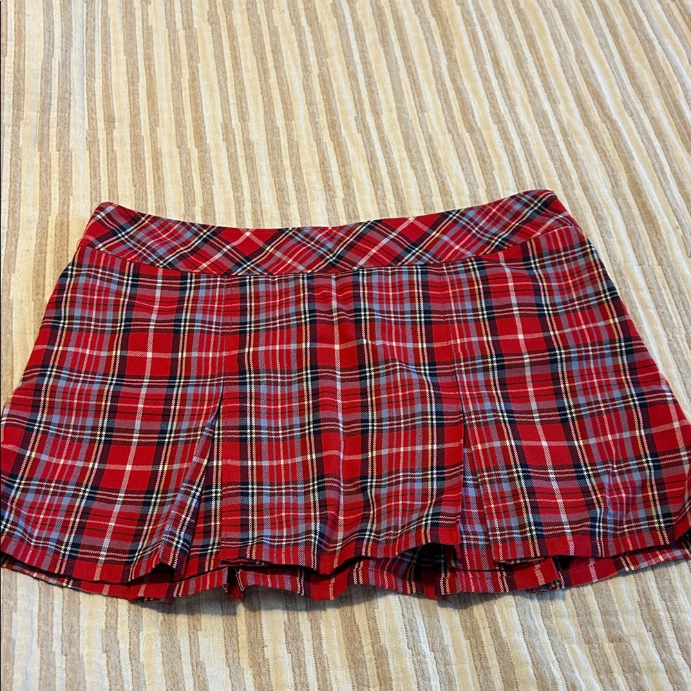 Abercrombie & Fitch Red Plaid Skater Skirt